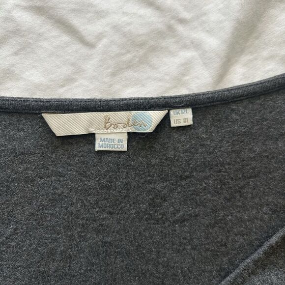 Boden Emma Dress A-Line Soft Knit Twist Front Knot Detail Gray Size 8L - Picture 9 of 13